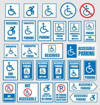 disabled parking sign, accesible parking symbols set