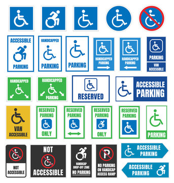 handicapped parking sign set, disabled people parking