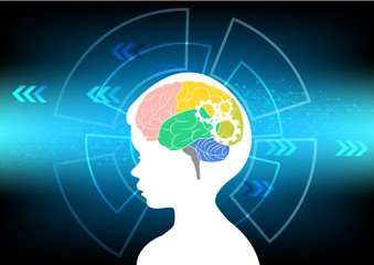 Abstract brain wave concept on blue background technology