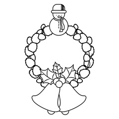 christmas crown wreath with bell vector illustration design