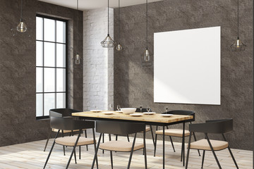 Modern restaurant with empty billboard