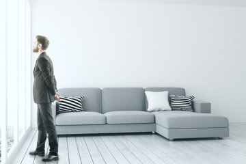 Man in modern living room