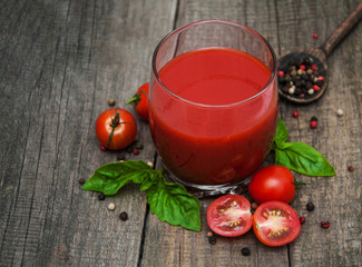 Glass with tomato juice