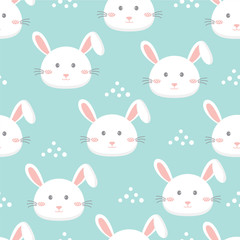 Cute Easter Pastel  Seamless Pattern with bunny rabbit and eggs