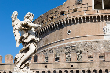 angel at the famous Sant Angelo bridge, Rome, Italy.