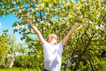 smiling child playing in garden