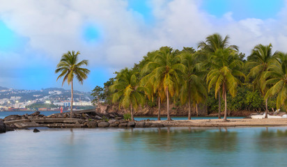 The Caribbean beach , Martinique island.