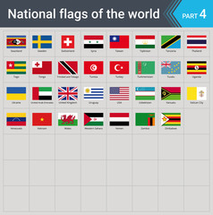 Flags of the world part 4. Collection of flags - full set of national flags isolated on gray background.