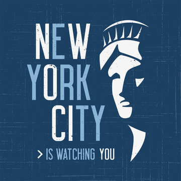 New York City is watching you. T-shirt and apparel vector design, typography, print, logo, label, poster.