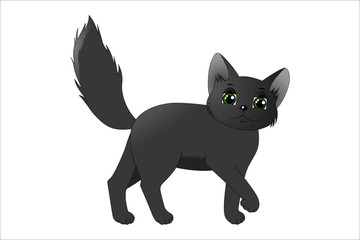 Cute cartoon grey cat