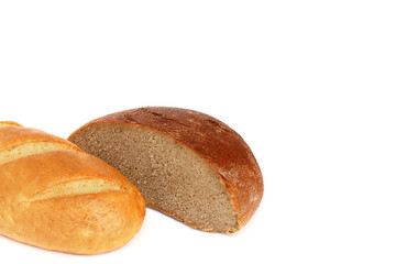 Bread on a white background. Black and white bread