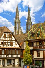 Obernai.  Maison typique alsacienne à colombages. Alsace, Bas Rhin