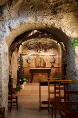 Cave Church where statue of Fatima is in Budapest Hungary