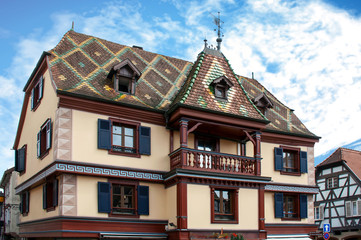 Fototapeta na wymiar Obernai. Maison typique alsacienne. Alsace, Bas Rhin