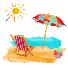 Watercolor summer beach set - 192697750