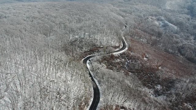 Aerial view of curvy road