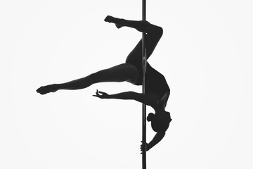 beautiful pole dancer girl silhouette - 192698722