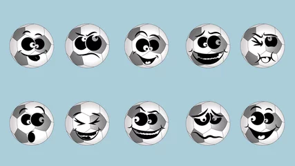 Rolgordijnen Schedel Emoticon Ball football. Set of emoticons, emoji icon isolated on grey background. Black and white. emotions