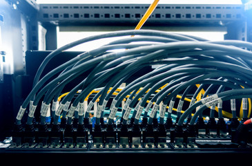 Large internet router.large network server. connector RG-45.