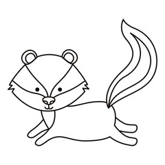 cute skunk woodland character vector illustration design