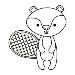 cute beaver woodland character vector illustration design