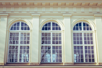 Obraz premium Three Old Windows Of Palace In Warsaw