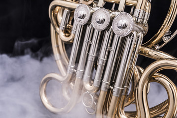 French Horn in smoke