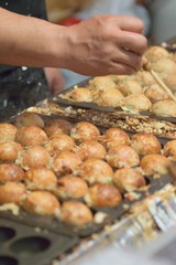 Tokyo street food of Octopus meat balls called Takoyaki