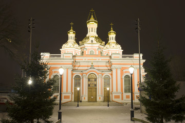 Obraz premium Exaltation of the cross Cossack Cathedral of the January night. Saint Petersburg, Russia