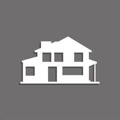 A private house. Vector icon. White image with a shadow on a gray background.