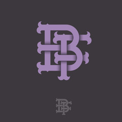 B and F monogram. B and F crossed letters, intertwined letters initials.