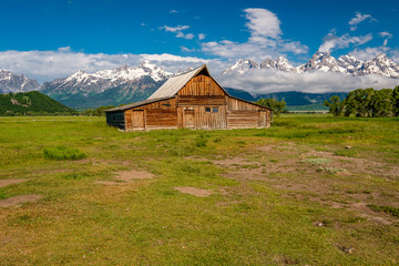 Old barn in Grand Teton Mountains