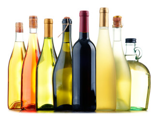 Composition with assorted bottles of wine