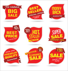 Modern sale stickers and tags red collection
