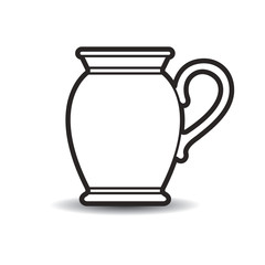 black outline jug with handle vector cartoon