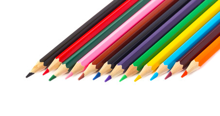 Colored pencils isolated on white background. Pencils for drawing, with clipping path