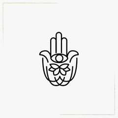 hand palm with eye line icon - 192706108