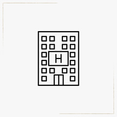 hostel building line icon