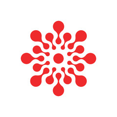 Sun, unusual design, red icon. Abstract sunny day logo template.