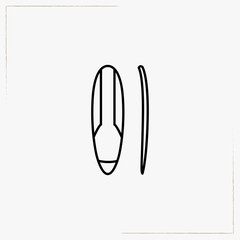 surfing board line icon