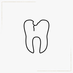caries of tooth line icon