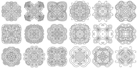  Set of black and white mandalas.