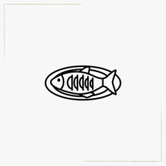 fish on plate line icon