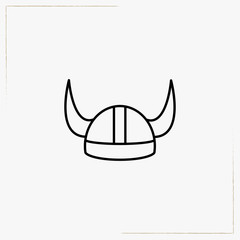 middle age helmet line icon