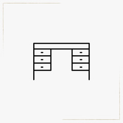 table with drawers line icon