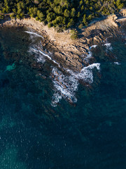 Coastline waves aerial shot