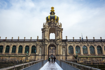 Fototapeta na wymiar View to the historical buildings of the famous Zwinger palace in Dresden, Germany