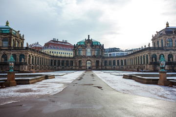 Fototapeta na wymiar View to the historical buildings of the famous Zwinger palace in Dresden, Germany