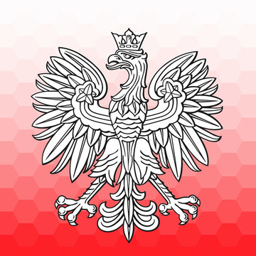 Poland eagle over white red mosaic