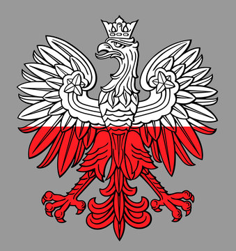Poland eagle in national white, red colors, as patriotic background